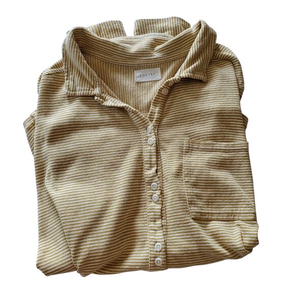 POETRY Hemp Organic Cotton Button Up Neutral Blouse Size 8 - Picture 3 of 15